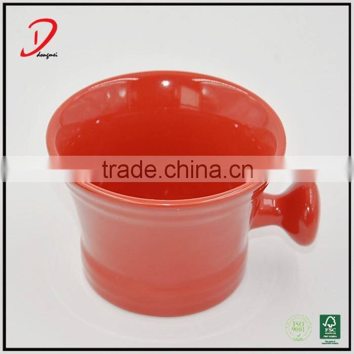 colorful ceramic shaving soap bowl with handle
