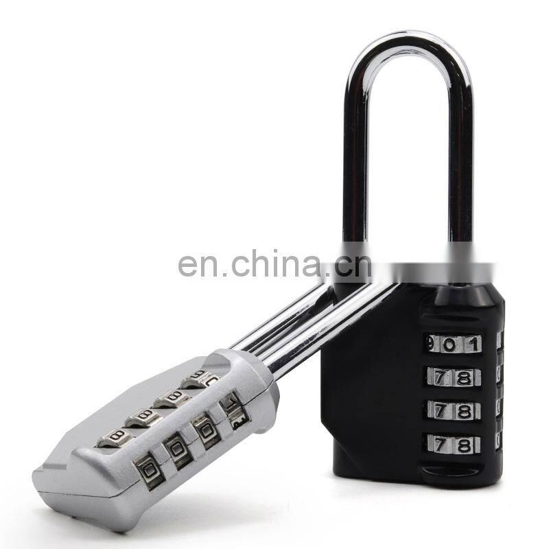 Amazon hot seller 4 digit Zinc Alloy long shackle password combination locks luggages door safety pad lock