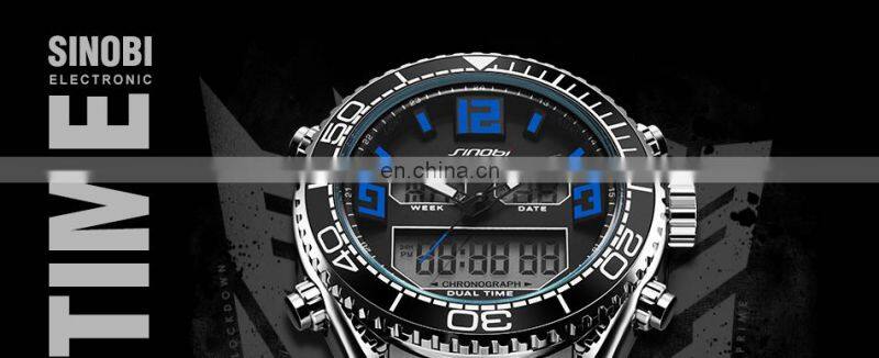 SINOBI Fashion Luxury Men Sports Digital Watch S9731G Online Dual Watch Waterproof Quartz Watches Jam Tangan Pria