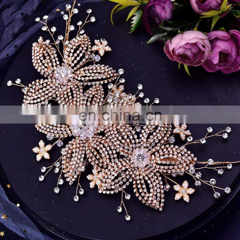 Flower Bridal Crown Tiara Rhinestone Wedding Hair Jewelry Bridal Hair Accessories Luxury Crystal Bridal Headwear