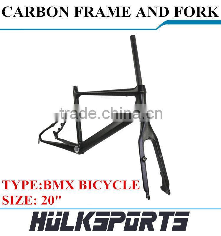 high quality cheap 20inch BMX Carbon bicycle frame carbon Fork Carbon BXM frame