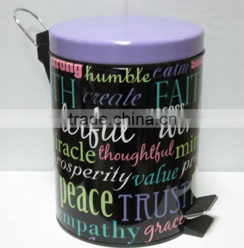 Foot-pedal stainless steel trash bin 7L