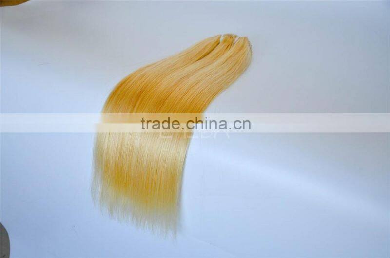 Dark ash blonded virgin Asian remy hair golden blonde remy hair weft