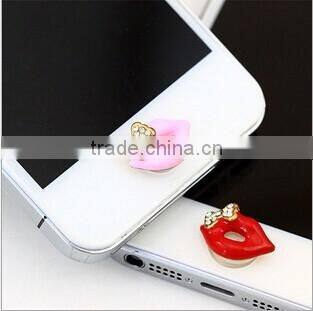 Cute Diamond Red Lips Button Stickers for iPhone 5s Stickers
