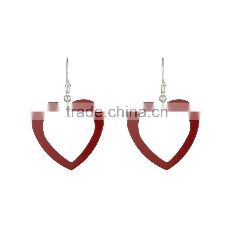 Beautiful Fashion Cheap Ruby Crystal Stone Heart Drop Earring Jewelry Set