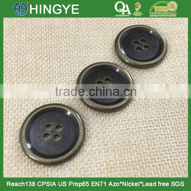 wholesale antique brass 4 holes sew buttons for coat