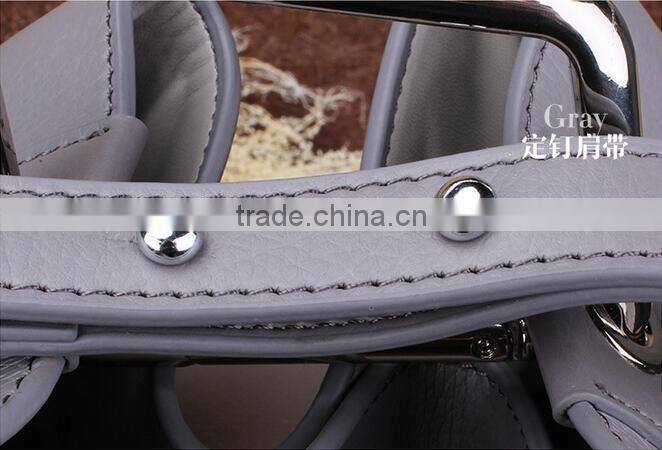 2016 new Korean fashion square buckle leather Bucket Bag