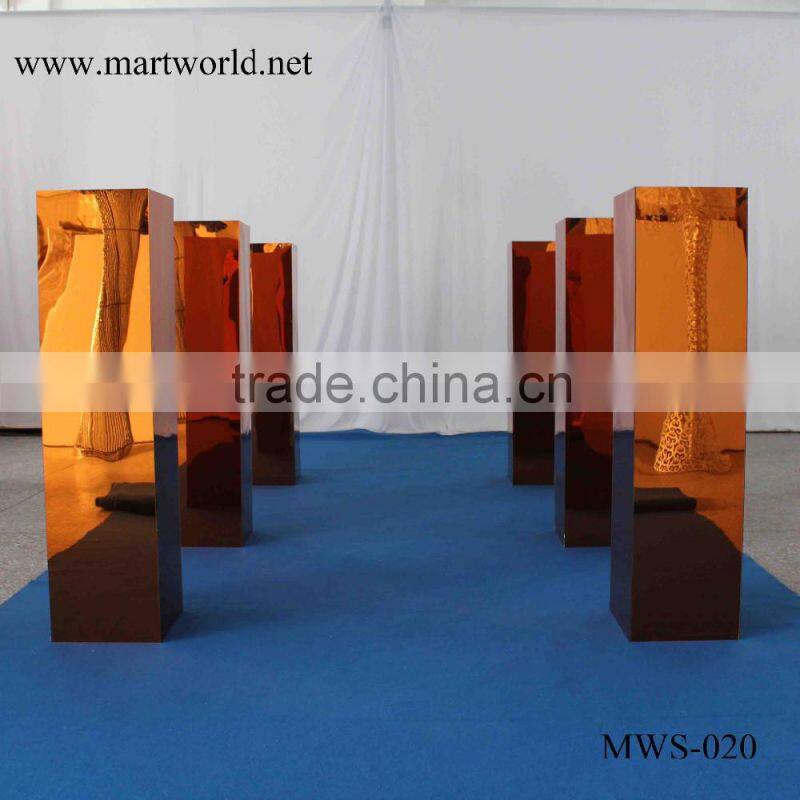 1m tall gold mirror surface flower stand pillar column for wedding decorating party and weddings decoration(MWS-020)