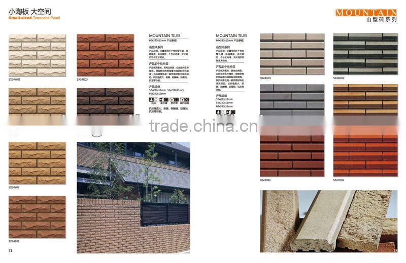 Blue grey ceramic clinker tile outdoor wall cladding scuf face flat for villa wall orient design clinker tile 60x240mm