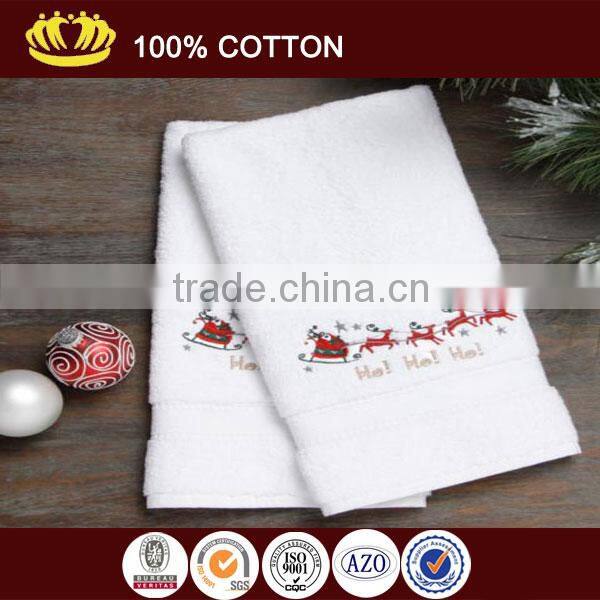 100% cotton Christmas Santa on the Go Holiday Embroidery Hand Towel
