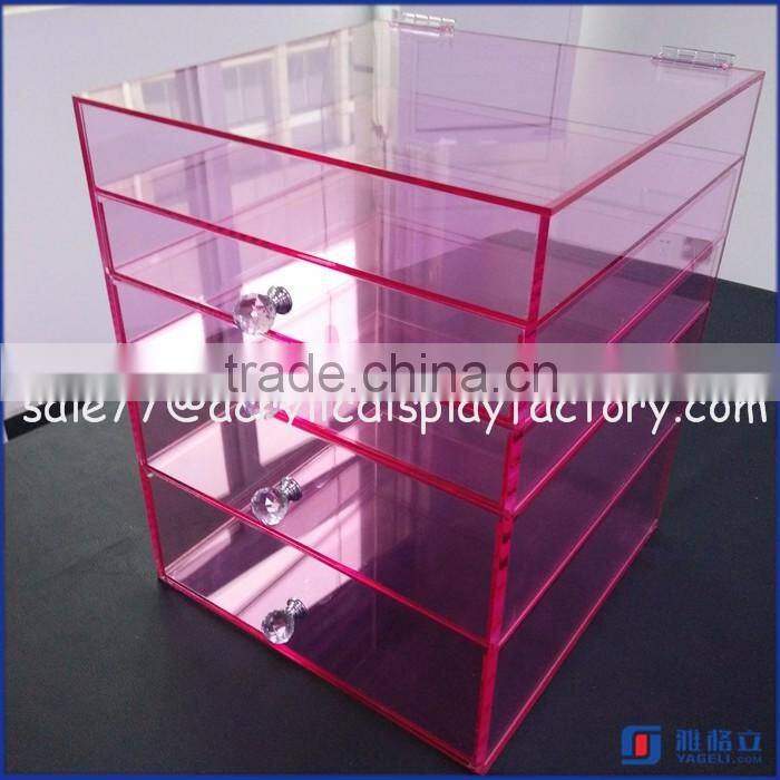 Factory Wholesale Custom Acrylic Makeup Organizer / Cosmetic Organizer with Drawer / Clear Cosmetic Display