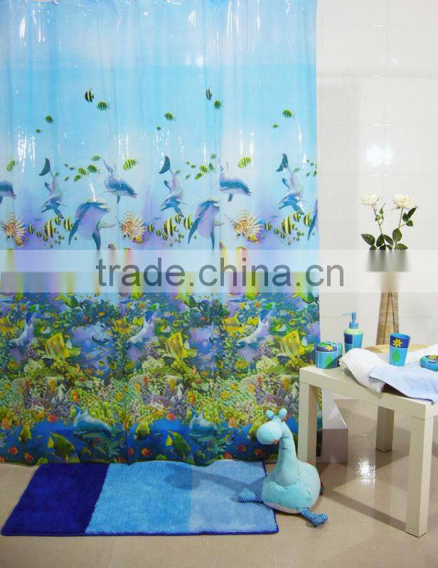 Wholesale PVC Shower Curtain with Eyelets and Hooks