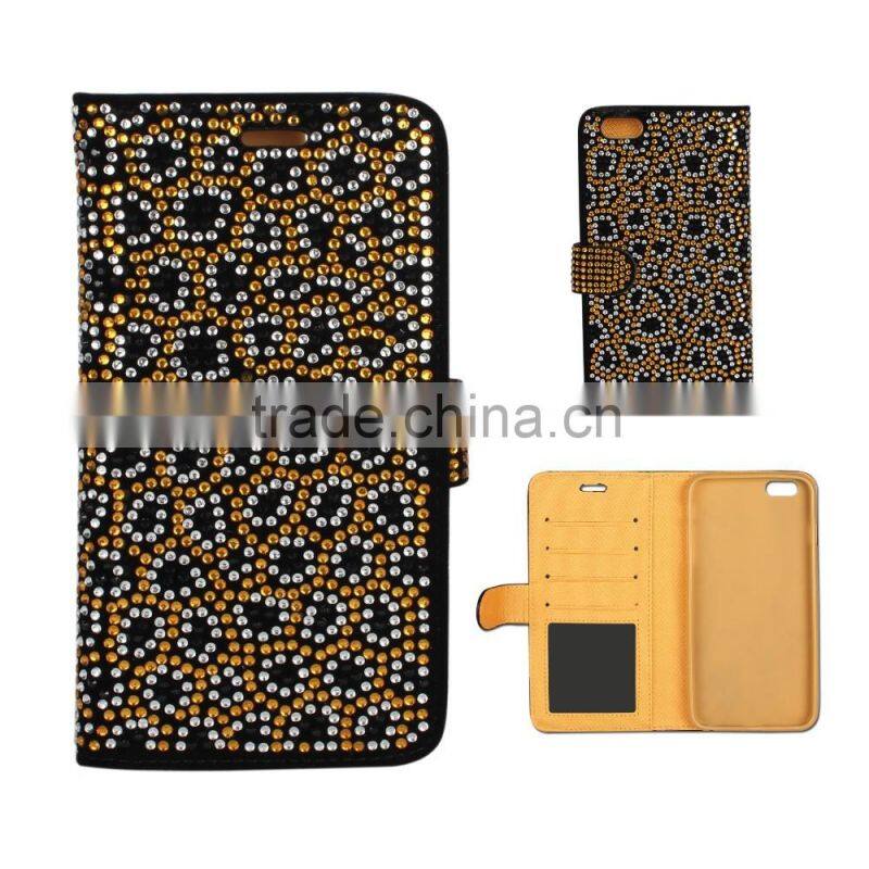 shinning diamond wallet case for lady, booklet case for iphoneSE/iphone6/iphone6 plus