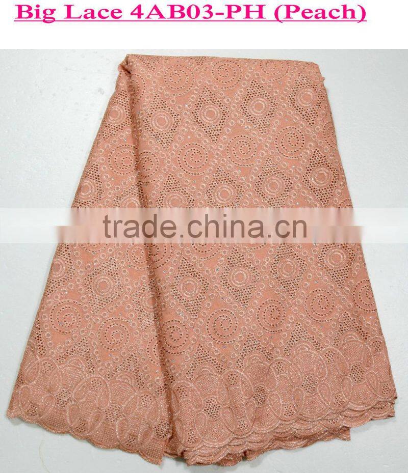 Plain African Lace Embroidery Fabric cotton /polyester guipure lace fabric for wedding dress