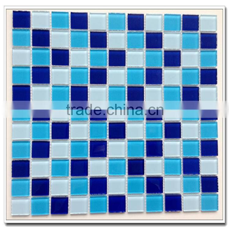 irregular shape blue color washroom material crystal glass tile