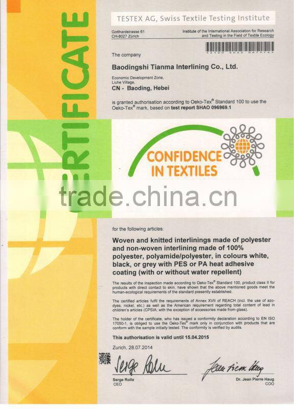 non woven fusing interlining fabric 9030 polyester interlining linings