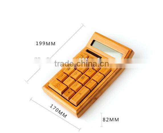Ecofriendly Nature Bamboo Wood Solar Powered 12 Digits Calculator