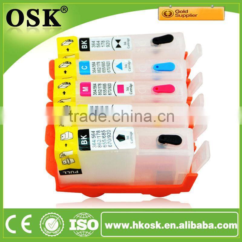 Four color Inkjet ink cartridge for HP 5525 Bulk ink cartridge