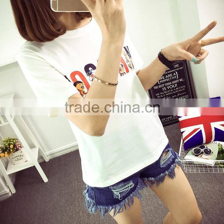 Korean cartoon letter picture short sleeve T-shirt