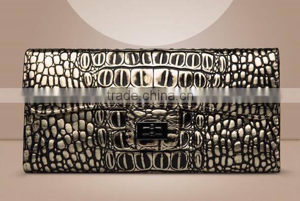 Luxury brand handbag for women Genuine leather crocodile business clutch bag purse