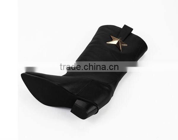 top-quality real leather black women over knee boots