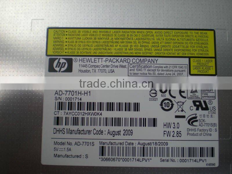 AD-7701H P/N:574285-4C0 Laptop odd Internal SATA DVDRW optical drive with lightscribe function