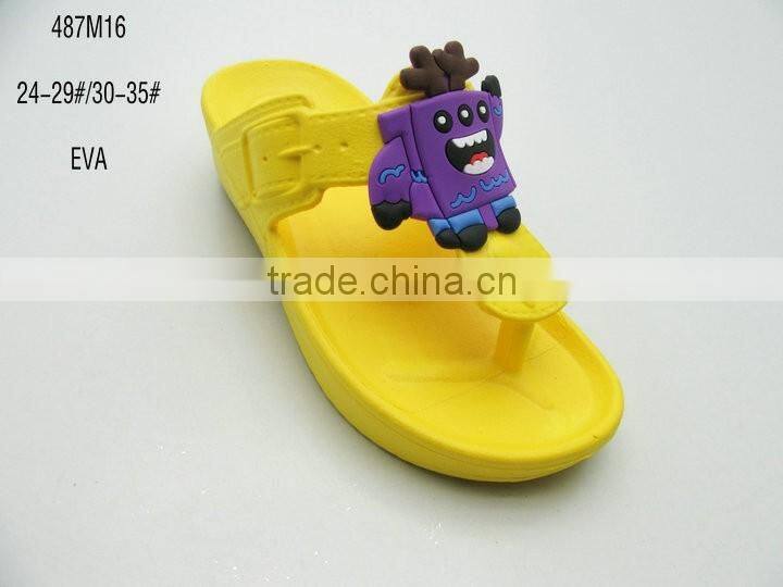 Children summer yellow EVA thick bottom clip toe slippers