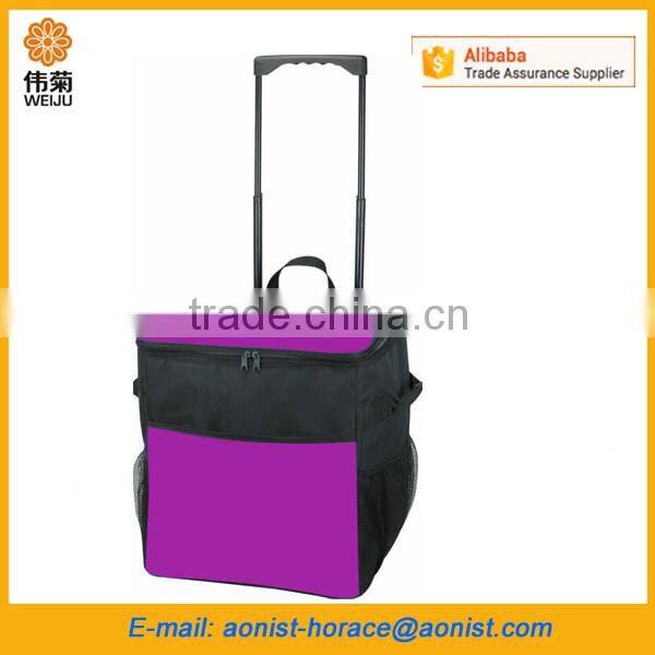 Good Quality 600D Polyester Trolley Cooler Bag With 4 Wheels