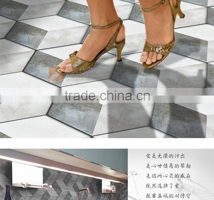 EMBOSS 100*200*175mm grey color hexagon tile porcelain mosaic floor tile