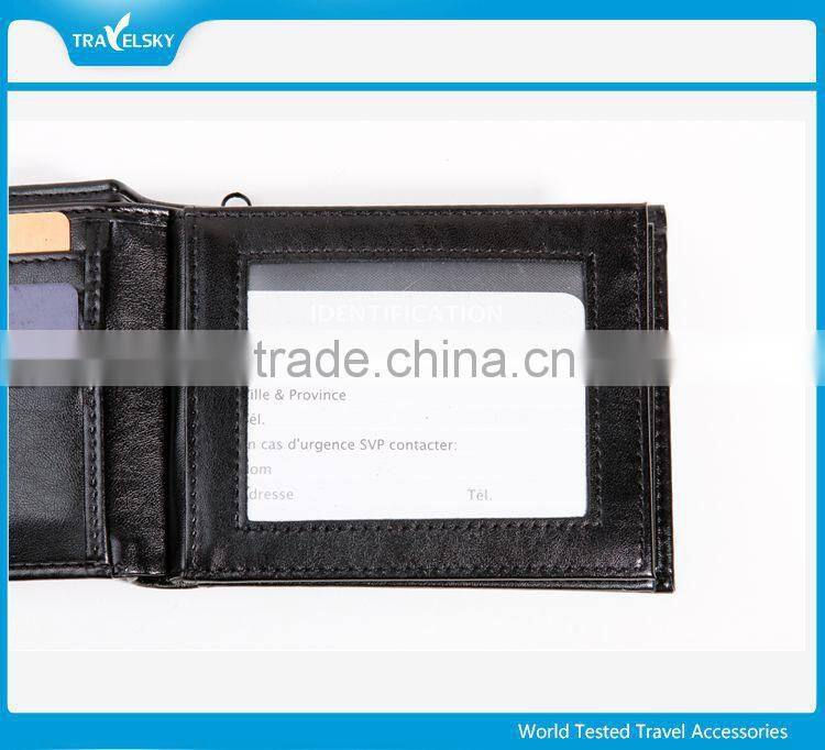 New design four fold durable young man leather RFID wallet