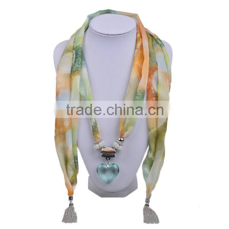 2016 Spring women new design jeweled scarf with pendant