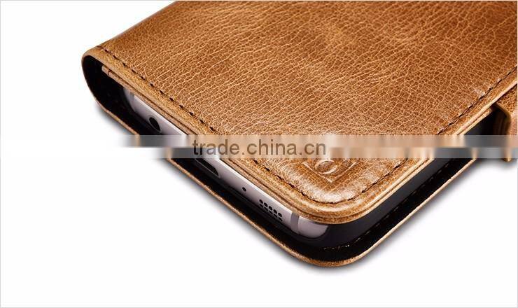 ICARER Genuine Leather Wallet Case for Samsung Galaxy S7 with Card Slots and Stand Function