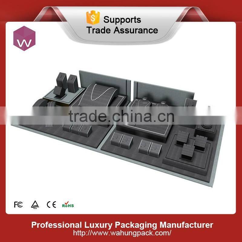 Custom Design Luxury Black Color Necklace Jewelry Display Set Ring Holder