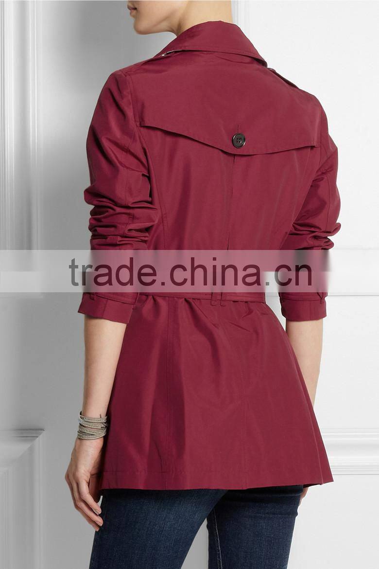 2015 autumn/winter woman long sleeve stylish trench coat women SYA15058
