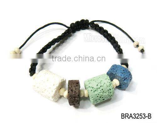 Braided handmade lava stone bracelet