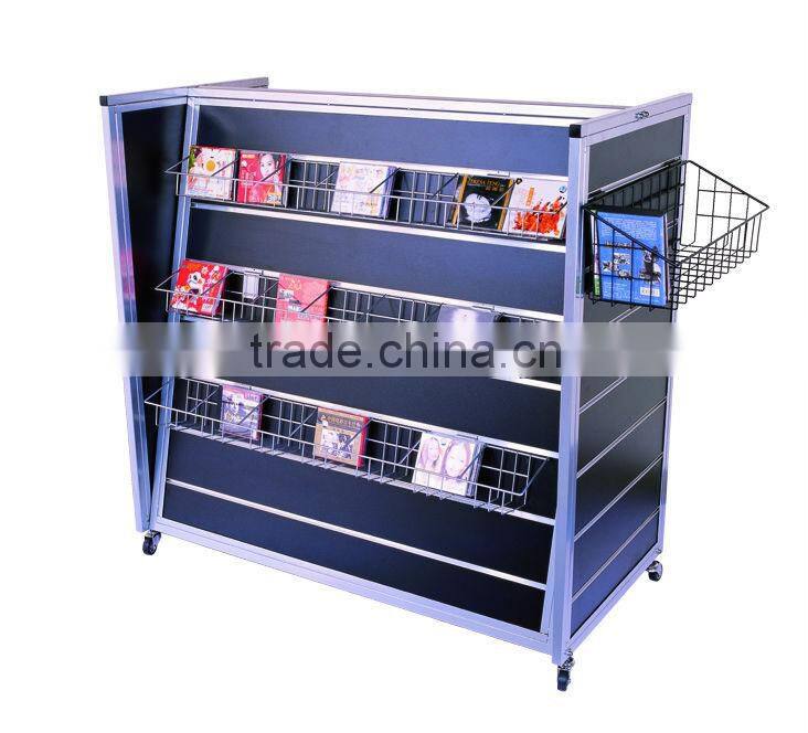 4 Way MDF slatwall CD Rack - with wire basket