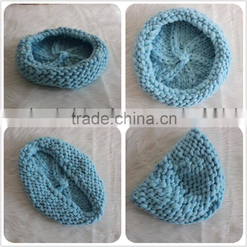 Various Colors Knitted Thick Yarn Basket Baby Photography Bowl Unisex Baby Boy Girl