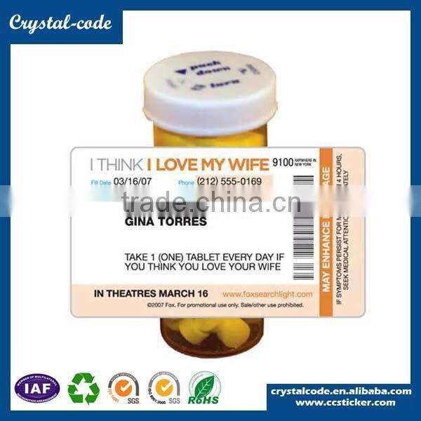 Designed professional vial pill bottle label