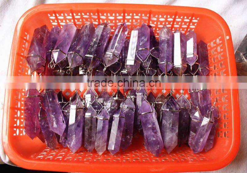 natural polished amethyst quartz crystal pendents