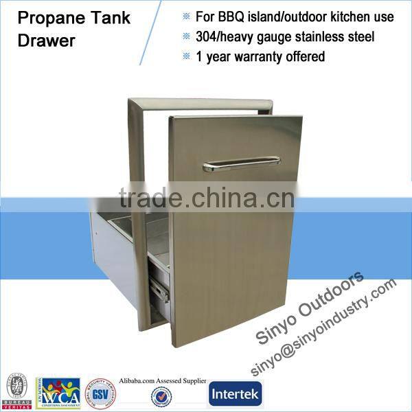 Outdoor slide in propane tank drawer