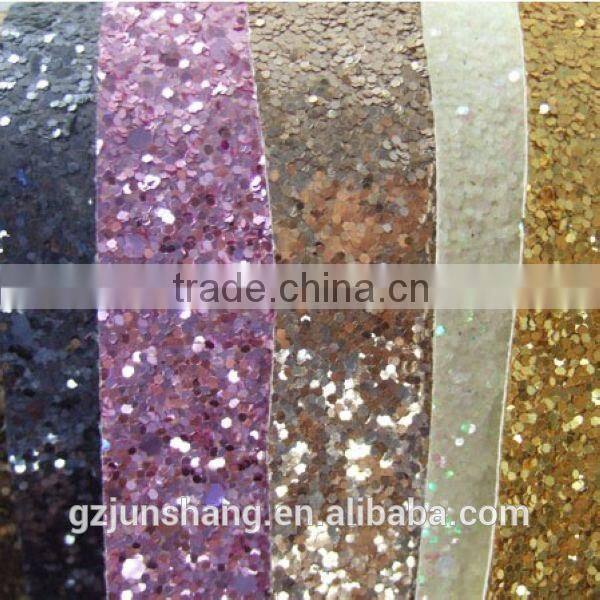 PU glitter synthetic leather for shoes and wedding decoration usage