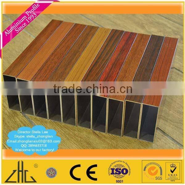 Wow!! Aluminum extrusion/wood color aluminium square tube profile for fences,hurdles/color powder wood aluminium profile factory