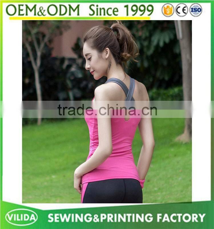 Wholesale Women's 95% Cotton 5% Spandex Vest Woman Athletic Quick Dry Slim Fit Fitness Tank Tops