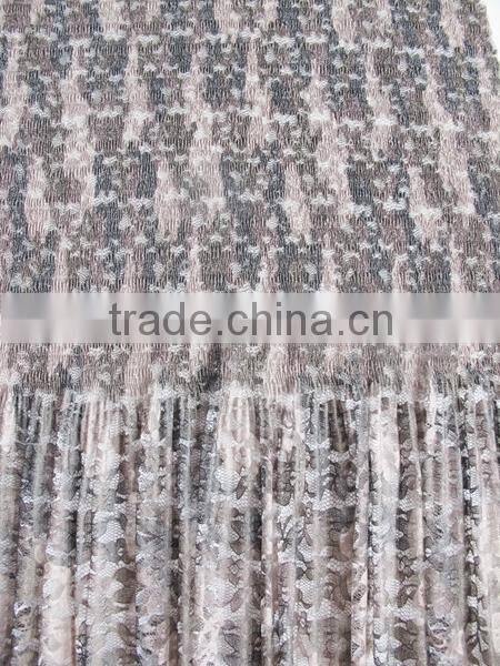 Lace printing and pleated dresses fabric tulle lace fabric