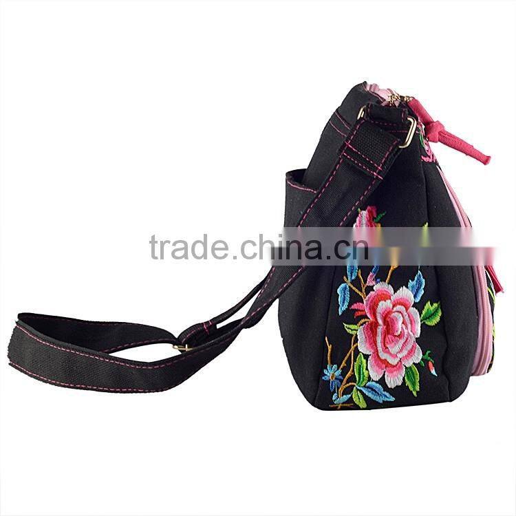 Embroidery shoulder bag/messenger bag canvas 2016 new peony flower shoulder bag women