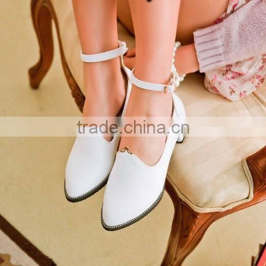 size 43 wholesale women shoes with bukle strap white shoes CP6476