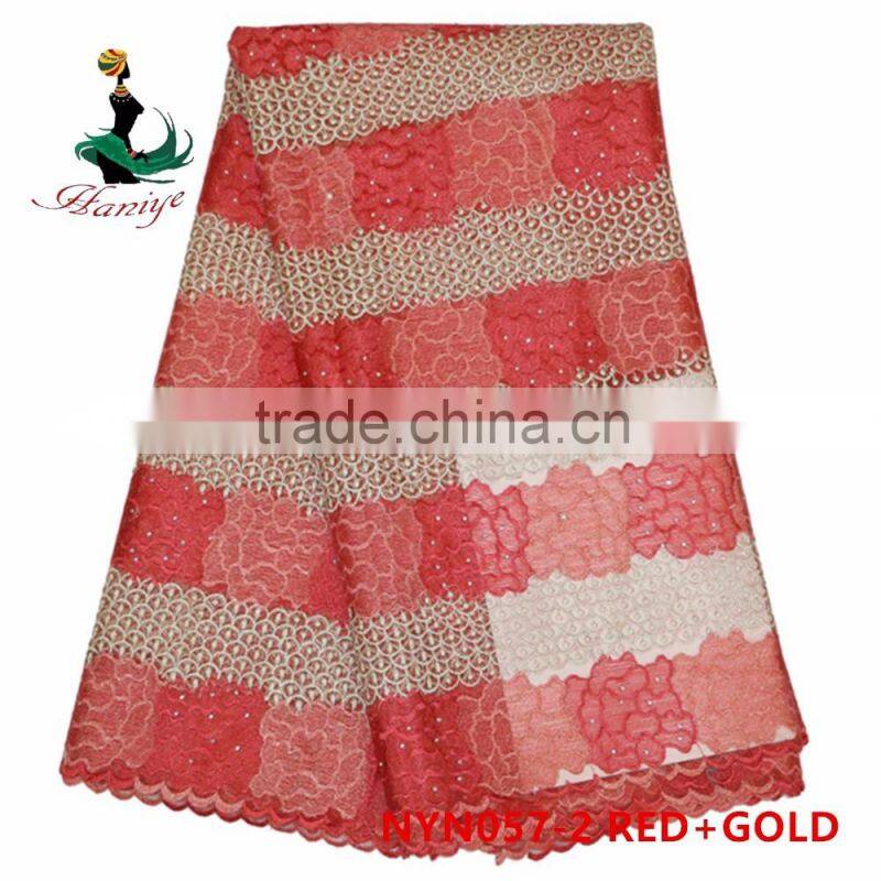 2016 Haniye High quality fashion african tulle lace fabric/tulle lace french net lace/NYN57