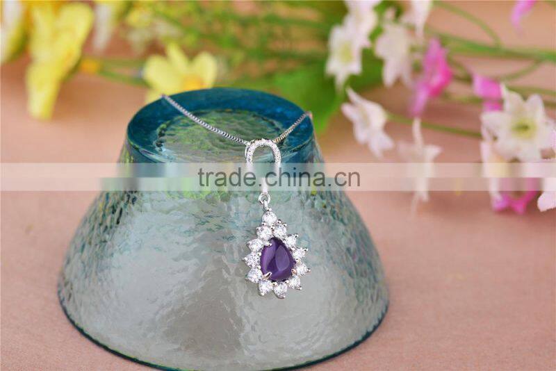 925 sterling silver natural real shining zircon newest modern amethyst pendant