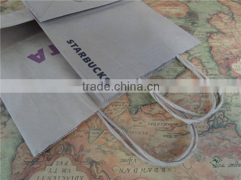 Take away brown food grade kraft paper bag with handle
