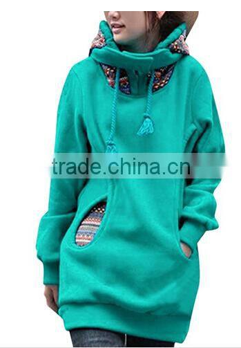 2014 Winter Novelty Prints Pockets Front Lined Hoodie for Women
